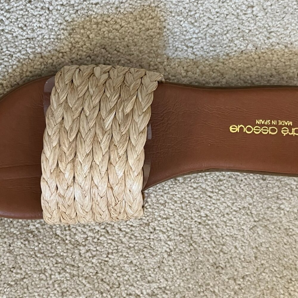 Andre Assous Beige Straw Slides - New - Picture 4 of 6